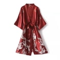 thumbnail image 3 of Pijama corto con estampado de grullas de seda sintética para mujer, vestido de novia de seda para primavera y verano, camisón de casa de gran tamaño, bata de baño, 3 of 6