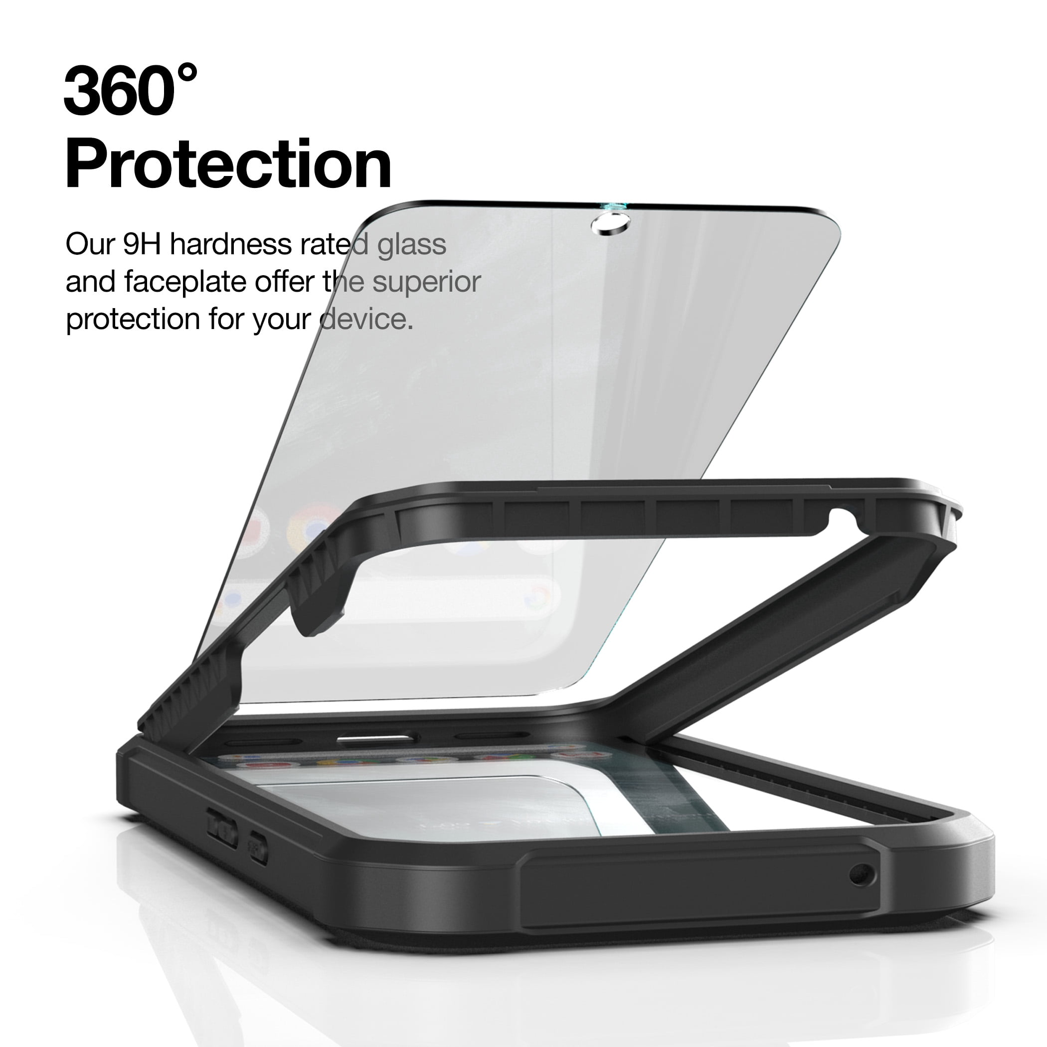 Encased Holster for Samsung Galaxy A35 5G Phone Case with Belt Clip and Glass Screen Protector (Falcon Series) Heavy-Duty Dual Layer Protection (Black)
