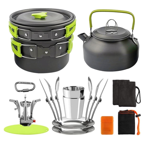 Menaje de cocina Utensilios de cocina para acampar al aire libre, kit de desorden, olla, sartén, her Tomshoo Menaje de cocina