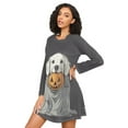 thumbnail image 3 of FORMRS Womens Long Sleeve Nightgowns Crew Neck Sleep Shirt Soft Pajamas Sizes S-3XL, White Halloween Dog, 3 of 8