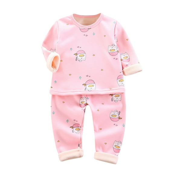 Youmylove Kids Pajamas Toddler Kids Baby Girls Clothes Set Warm Cartoon Long Sleeve T-Shirt Tops Soft Pajamas Sleepwear Pants Set