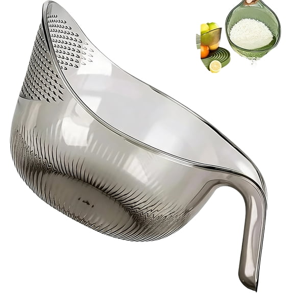 Multipurpose Rice Washing Bowl Strainer with Handle, Rice Washing Bowl, Draining Colander for Cereals Pasta Vegetables Fruits