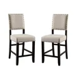 thumbnail image 6 of Beige Fabric Counter Height Dining Chairs Set of 2, Antique Black Finish Wood Upholstered Back Nailhead Trim Modern, 6 of 7