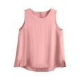 thumbnail image 3 of Dazajoo Linen Cotton Summer Tank Tops for Women Sleeveless Round Neck Shirts Solid Color Basic Vest Tee,Pink,XL, 3 of 6
