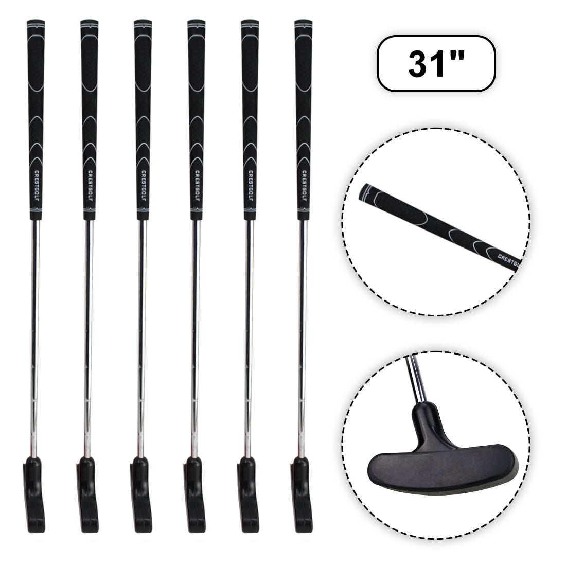 Crestgolf 6pcs Two Way Junior Golf Putter Kids Putter Both Left and