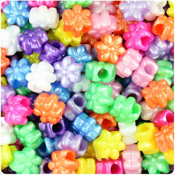 BeadTin Multi Pearl 13mm Flower Pony Beads (250pcs)
