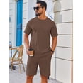 thumbnail image 4 of COOFANDY Mens Waffle Short Sets Summer 2 Piece Outfits Casual Short Sleeve Cotton Jogging Tracksuits, 4 of 6