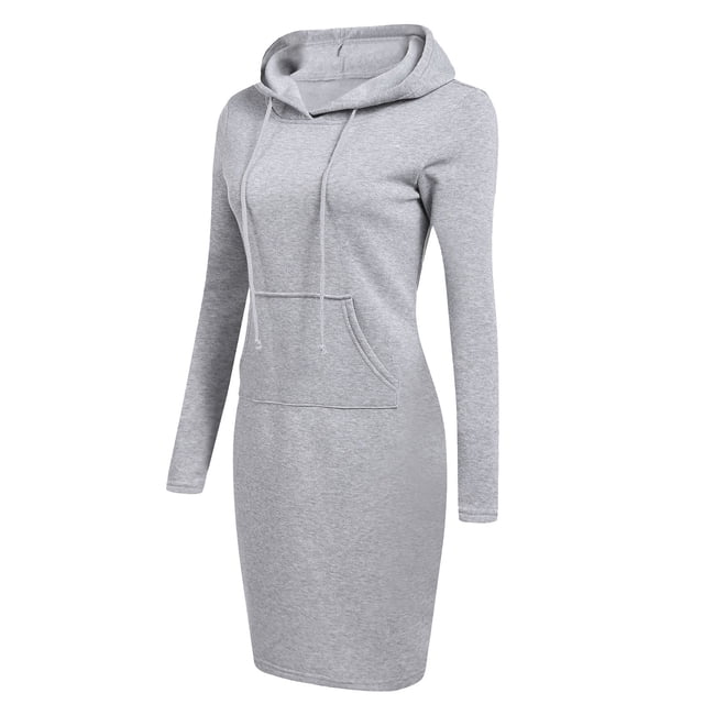 Baberdicy Hauts pour Femmes Pull à Capuche Uni à Manches Longues avec Poche Mode Grande Taille pour Femmes
