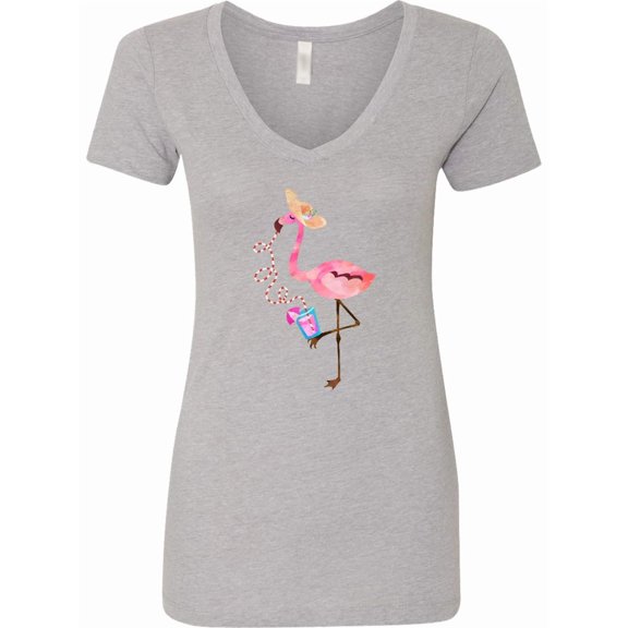 Inktastic Cute Summer Flamingo Women's V-Neck T-Shirt