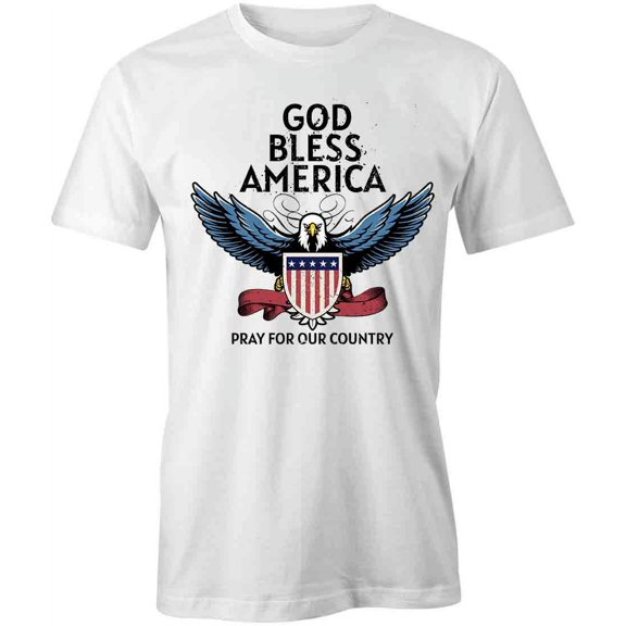 God Bless Eagle Pray T-Shirt | Patriotic American White Tee Gift
