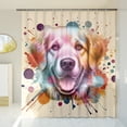 thumbnail image 3 of Golden Retriever Portrait Watercolor Vintage Retro Styles Shower Curtain Goldens Dog Lover Gifts Idea Waterproof Bathroom Bathtub Curtain - 00001, 3 of 5