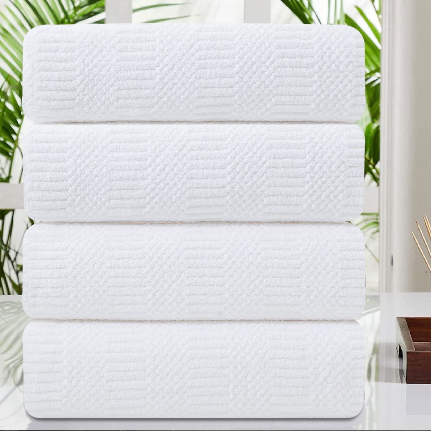 Jessy Home 4 Pack Large Bath Towel Set 600 GSM Ultra Soft Oversized White Towel Set 35"x70" Extra Large Bath Sheets