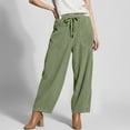 thumbnail image 5 of Women's Corduroy Pants Drawstring Elastic Waist Baggy Wide Leg Trousers Pull On Fall Winter Harem Outfit with Pockets (XL, Green), 5 of 8