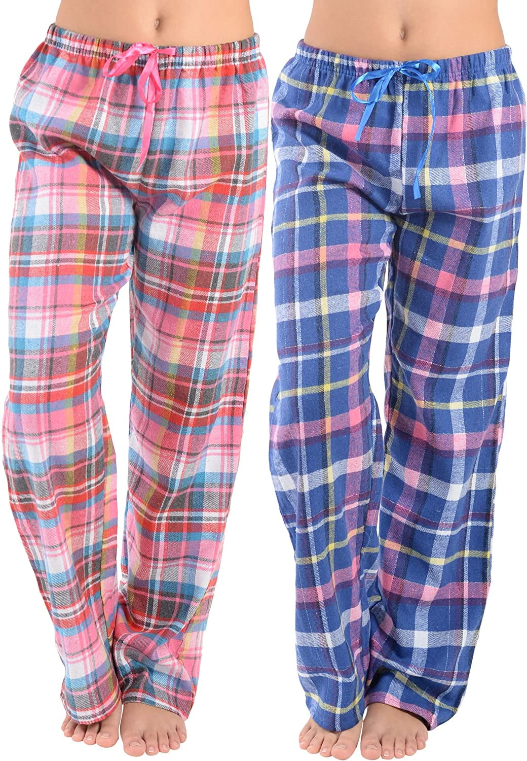 Details about  / Women Flannel Lounge Pants-2 Pack-Plaid Pajama Pants Cotton Blend Pajama Bottoms