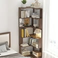 thumbnail image 4 of S-HOME Versatile 6 Tier Corner Bookshelf , Freestanding Organizer With Anti-Tip Device For Living Room And Bedroom, Dark Brown, 4 of 14