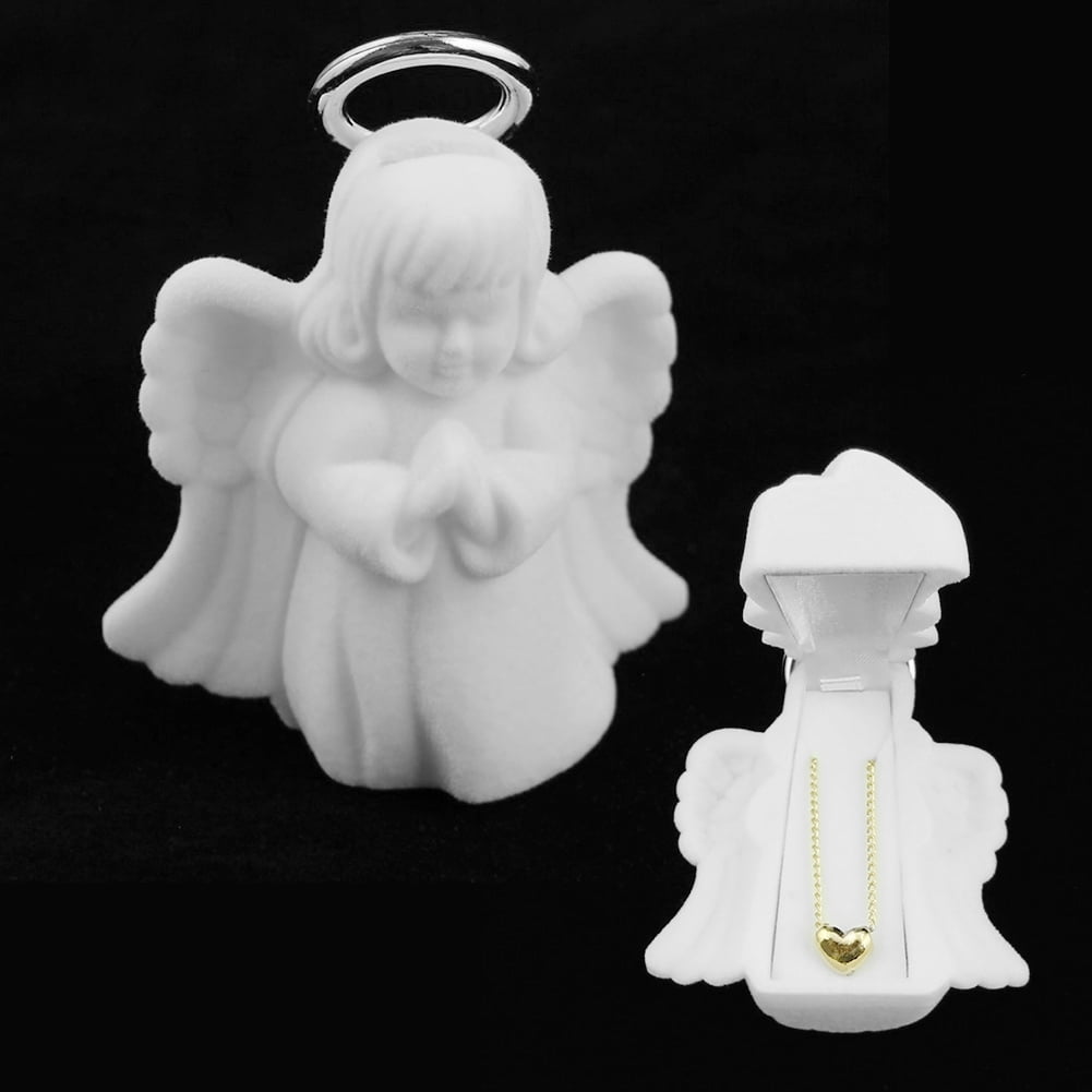 DGROEE Angel Pattern Small Jewelry Box Organizer Display Case for