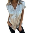thumbnail image 2 of Plebaso Blouses Élégantes pour Femmes 2025 Manches Courtes Décontractées Col en V T-Shirts de Mode pour Femmes, 2 of 6