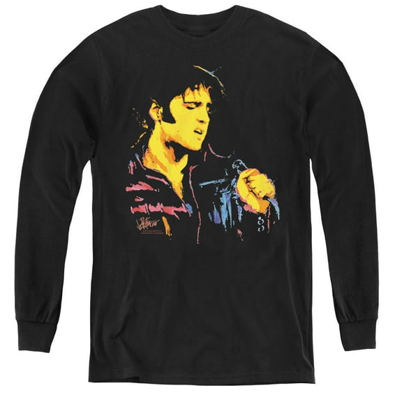 Elvis Presley Neon Elvis Youth Long Sleeve T-Shirt Black