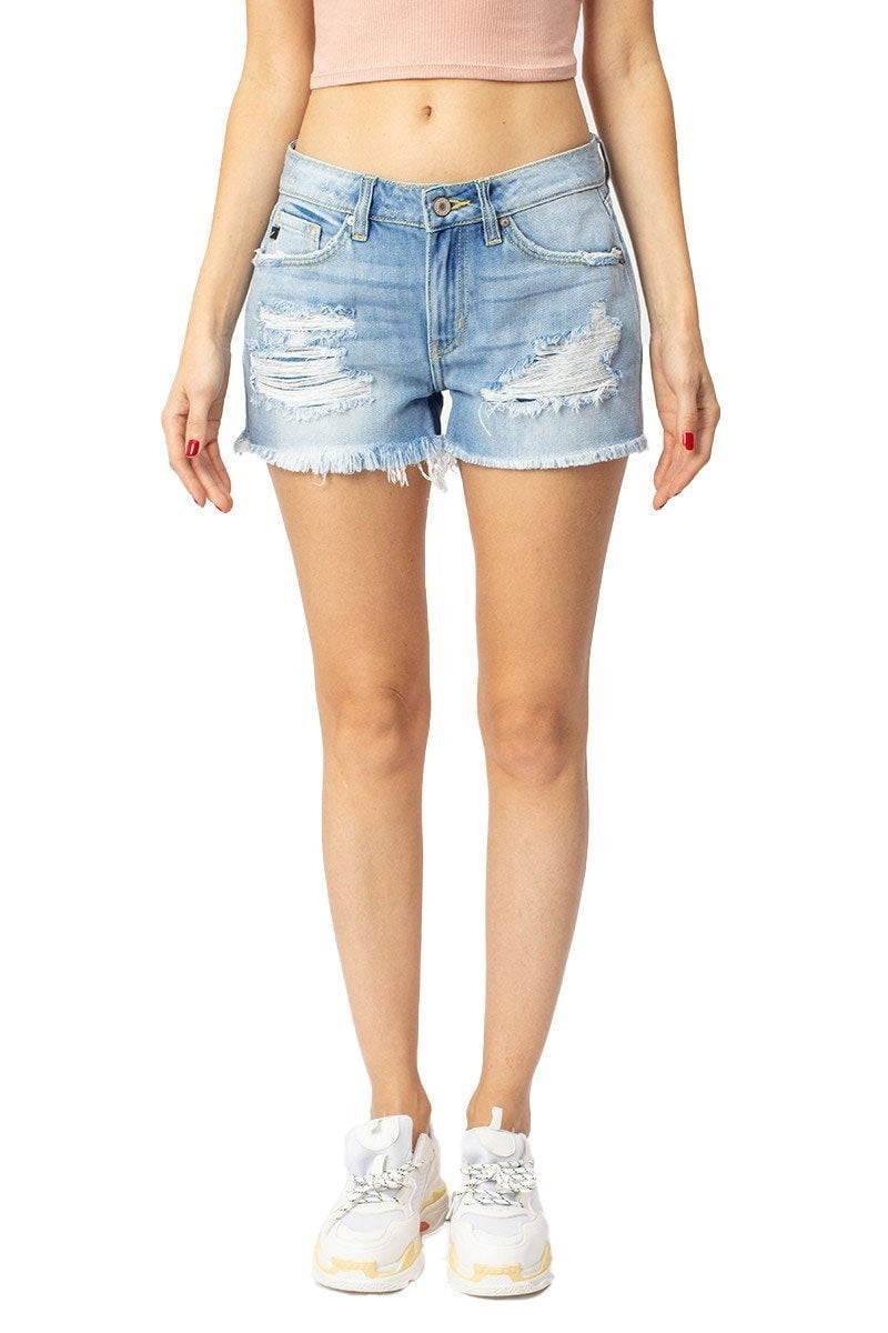 Kan Can Women's Mid Rise Distressed Denim Shorts - KC8377 - Walmart.com