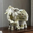 thumbnail image 6 of Elephant Statue African White Table Sculpture, Desktop Art Figures Great Gift Animal Figurines Home Décor, Crafts Decorations for Living Room Party Foyer (White-Elephant), 6 of 10