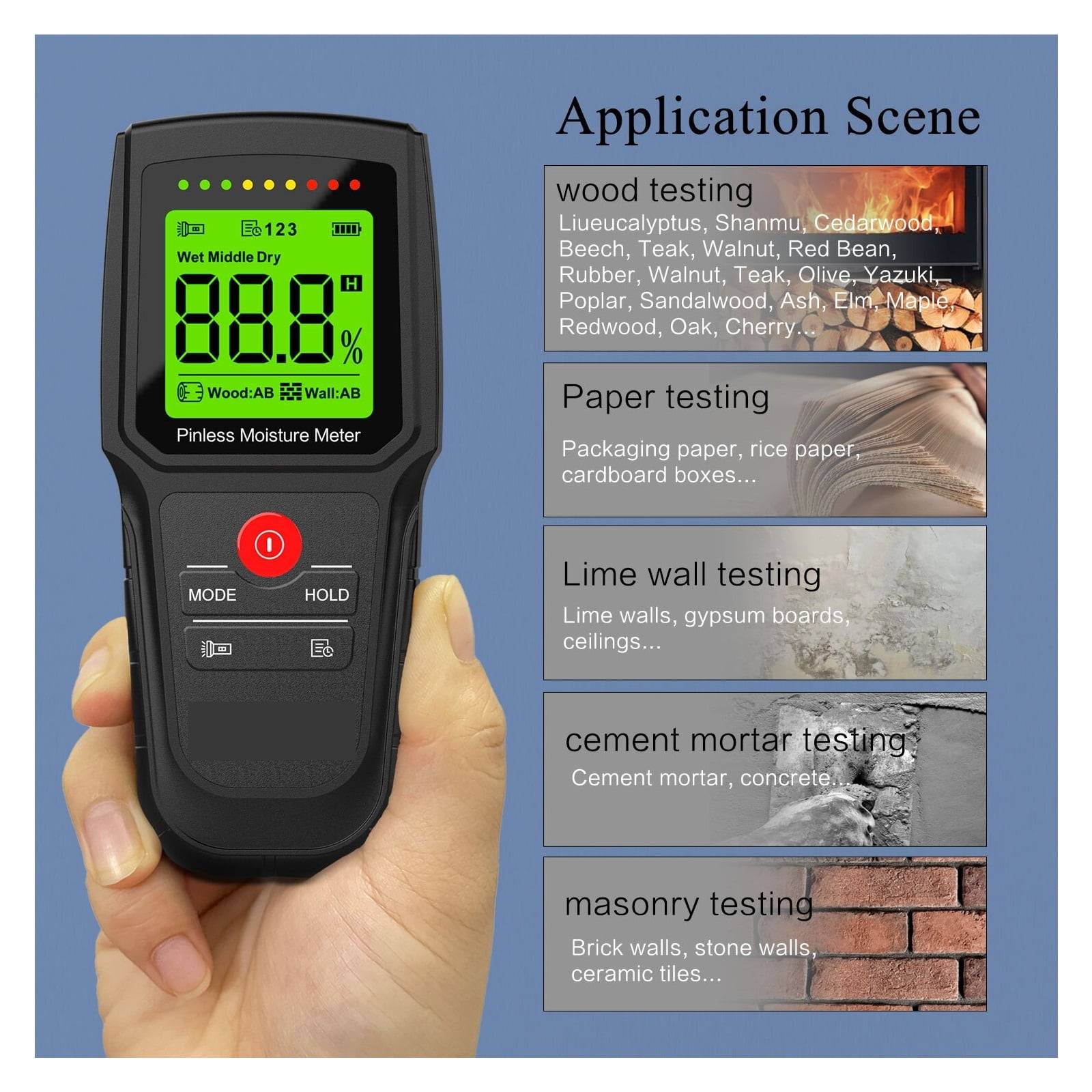 Hygrometer Digital Moisture Meter Carton Humidity Tester Wall Hygrometer Timber Damp Detector Non-destructive Meter ,Wide Applications