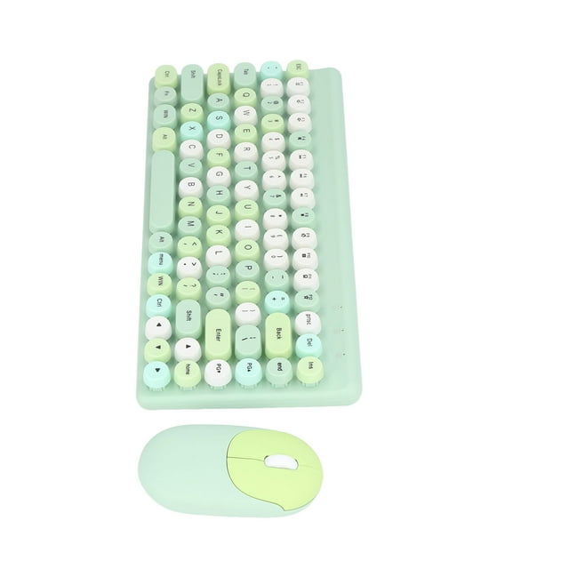 USB Keyboard Mouse, Ergonomic 1200DPI 86 Keys Thin Film Technology Keyboard Mouse Combo Wireless for Home Pink,Green