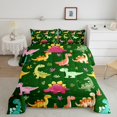 thumbnail image 2 of Feelyou Funny Cartoon Dino Full Size Comforter Sets for Kids, Cute Dinosaur Lover Bedding Comforter Set, Leaf Plant Botanical Reversible Bedding Sets, Microfiber Bedroom Decor, 3pcs, 2 of 8