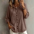 thumbnail image 4 of Vynhevius Women's Hooded Cardigan Sweater Solid Knit Button Down Loose Fit Soft Casual Daily Wear Tops, 4 of 5