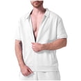 thumbnail image 2 of pstuiky camisetas camisas para hombre, Camisa informal de verano para hombre, de color liso, de manga corta, con solapa y cremallera ropa de hombre l, 2 of 4