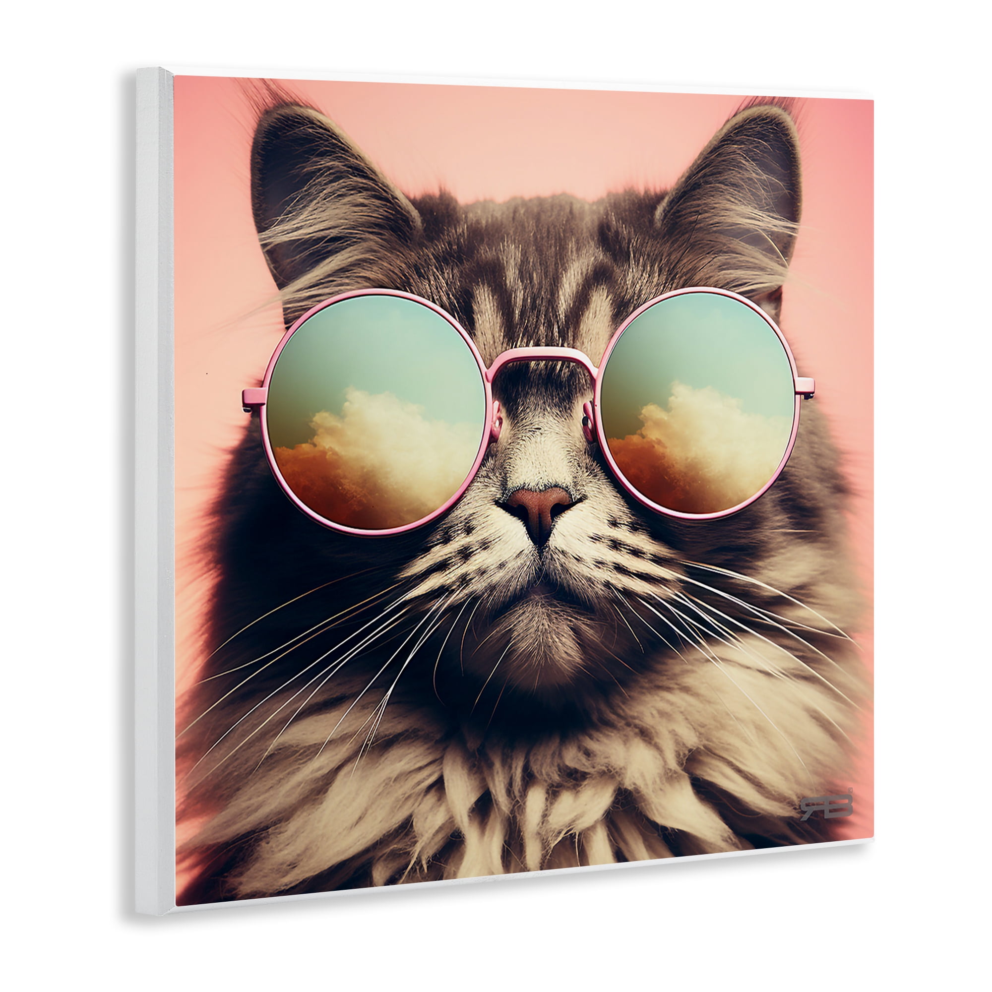 Stupell Industries Cat & Cloud Reflection Glasses Animals & Insects Painting Unframed Art Print Wall Art, 12 x 12