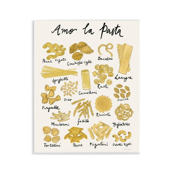 Stupell Industries Amor La Pasta Chart Food & Beverage Painting Unframed Art Print Wall Art, 11 x 14