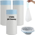 thumbnail image 1 of Commode Liners, Leak-Proof PE Bedside Commode Poop Bags 3 Rolls(60 Counts) with Drawstring Handle, Disposable Potty Chair Liners for Commode Chair, Buckets, Portable Toilets, 1 of 7
