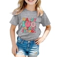 thumbnail image 4 of WEIYLL T-Shirts pour Filles Décontractés 100 Jours d'École Imprimé Lettre Col Rond Manches Courtes Amples Gris Sorties Hauts 4-5 Ans, 4 of 4