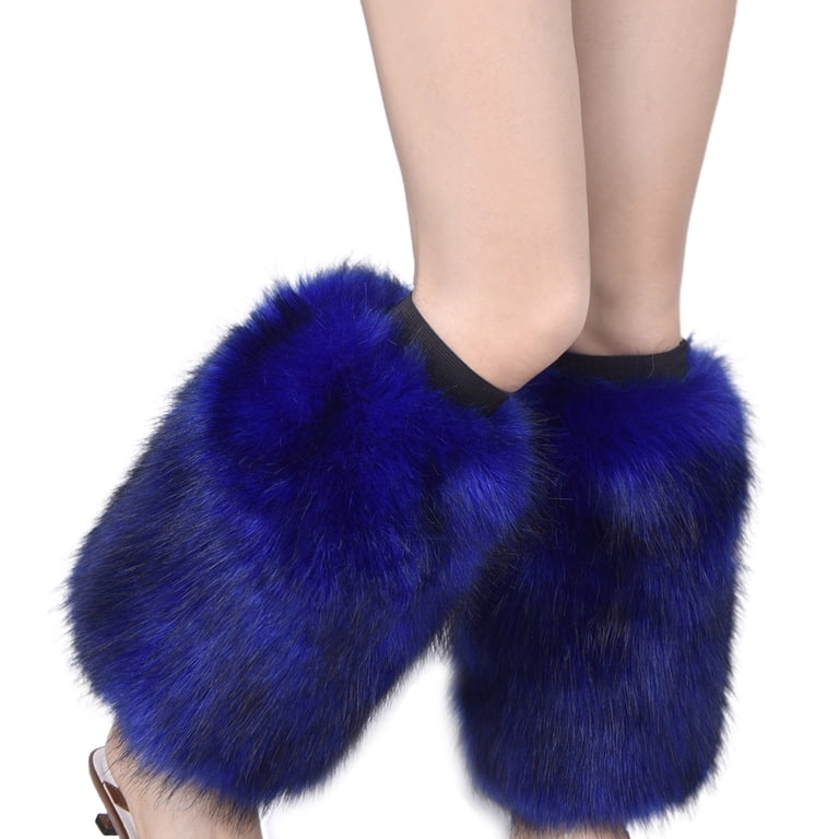 Women Vintage Vibrant Neon Furry Leg Warmers Winter Warm Fuzzy