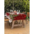 thumbnail image 2 of Outdoor Tablecloth with Umbrella Hole and Zipper, Red Gnomes Christmas Rectangle Table Cloth 60x102 Inch Waterproof Tablecloth, Xmas Tree Balls Snowflake Picnic Table Cover for Patio Camping, 2 of 7