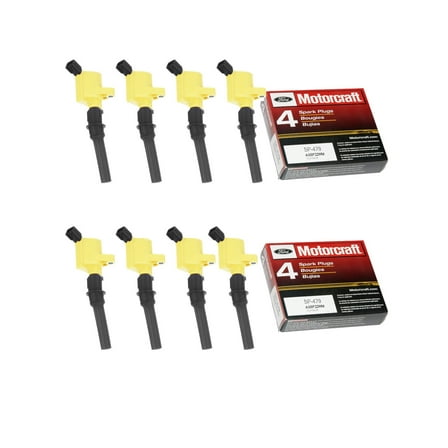 Set of 8 ISA Heavy Duty Ignition Coil & Motorcraft Spark Plugs Compatible with 1997-2016 Ford Crown Victoria Econoline Pickup Mustang Lincoln Mercury 4.6L 5.4L 6.8L FD503 SP479