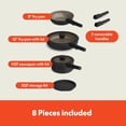 thumbnail image 4 of Bella 8 Piece Removable Handle Cookware Set, Fits-anywhere™ Kitchenware at EverGood™ Ceramic Nonstick Coating, Dishwasher & Oven Safe, All Stovetops Compatible, Glass Lids with Silicone Rims, Black, 4 of 7