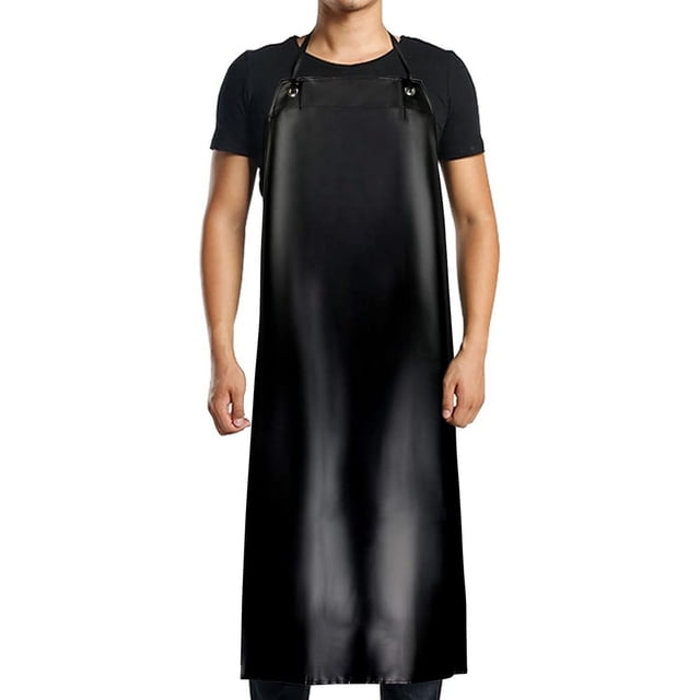 Delantal impermeable de PVC-110×80cm, negro, para hombres y mujeres, impermeable y resistente al aceite, apto para limpieza, trabajos de laboratorio, sacrificio, cuidado de perros