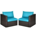 thumbnail image 5 of Gymax 4PCS Rattan Corner Sofa Set Patio Outdoor Furniture Set w/ Blue Cushions, 5 of 9