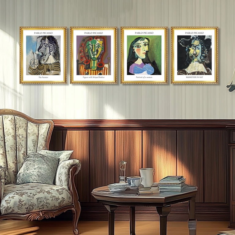 Picasso Wall Art 4 Panels,Pablo Picasso Print,Abstract Painting