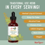 MaryRuths Organic Lemon Balm Leaf Liquid Extract Herbal Supplement Drops, 590 mg, Lemon Flavor, Vegan, Gluten-Free, Dairy-Free, Unisex, 1 fl oz