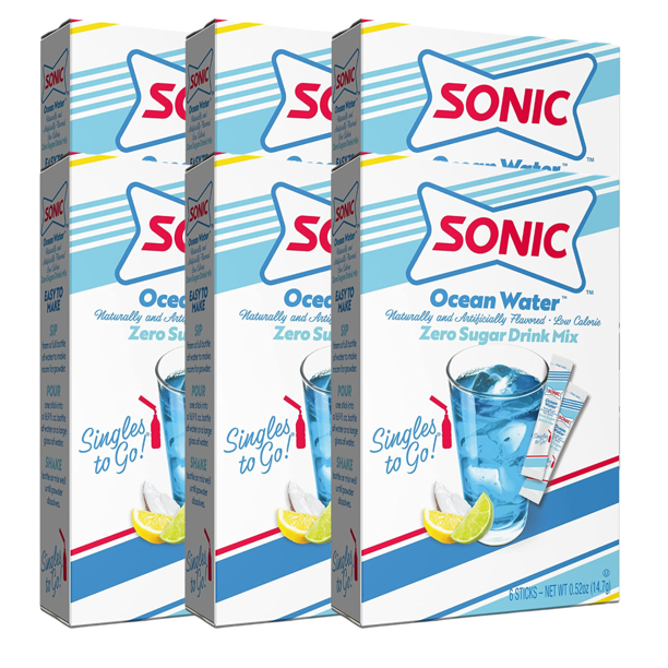 Sonic Ocean Water Singles to Go Powdered Drink Mix, Pack of 6 (6 Boxes