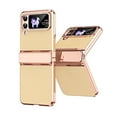 thumbnail image 1 of Case for Samsung Galaxy Z Flip 4 PU Leather Electroplated Case, Hinge Protection Glitter Rhinestone Lens Protection Rugged Shockproof Slim Folding Cover for Samsung Galaxy Z Flip 4,Gold, 1 of 7
