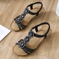 thumbnail image 7 of NOKIO Womens Wedge Sandals Flower Low Heel Dressy Sandals Elastic Ankle Strap Rhinestone Sandals Summer Comfortable Shoe Ladies Shoes Wedge Platform Sandals Boho Flowers Comfortable Roman Shoes, 7 of 7