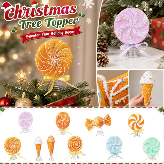 Christmas Decorations Candyland Christmas Decorations 4X5X2 Inch Orange Lollipop Style Christmas Ornament for Indoor Home Table Holiday Party Decor 1 Piece