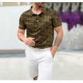 thumbnail image 2 of LA LEELA Men's Golf Shirt Short Sleeve Moisture Wicking Collared Tee Shirts Fashion Print Classic Fit Tshirts Performance Polo Shirts for Men M Hibiscus, Brown Summer Vacation, 2 of 6