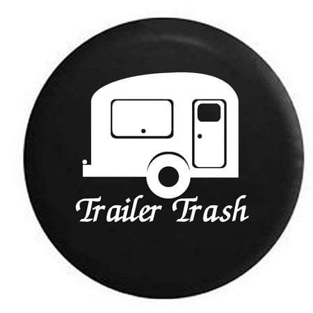 Trash Travel Camper RV Trailer Spare Tire Cover Vinyl Black 27.5