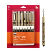 Sakura Pigma Micron Pen Set, 8-Pens, Black