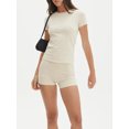 thumbnail image 4 of Yunliwuli Women's Two Piece Outfits Sets Short Sleeve Crewneck Tops Solid Color Shorts Sets, 4 of 10