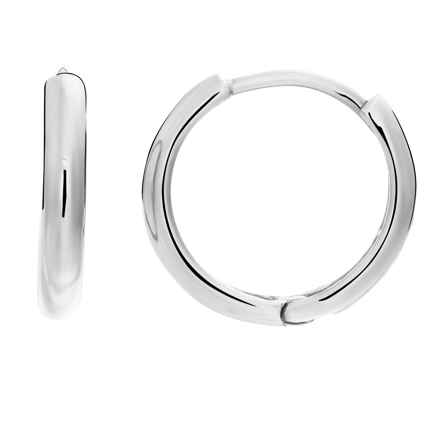 Tilo Jewelry 925 Sterling Silver Shiny Round Plain Huggie Hoop Earrings Small 13MM | Classic Everyday Earrings | Women, Men, Unisex